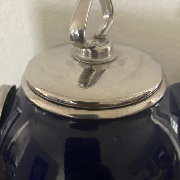 Vintage Chantal Dark Blue Tea Kettle Enamel On Steel With Stainless Accents 2QT - Picture 6 of 14